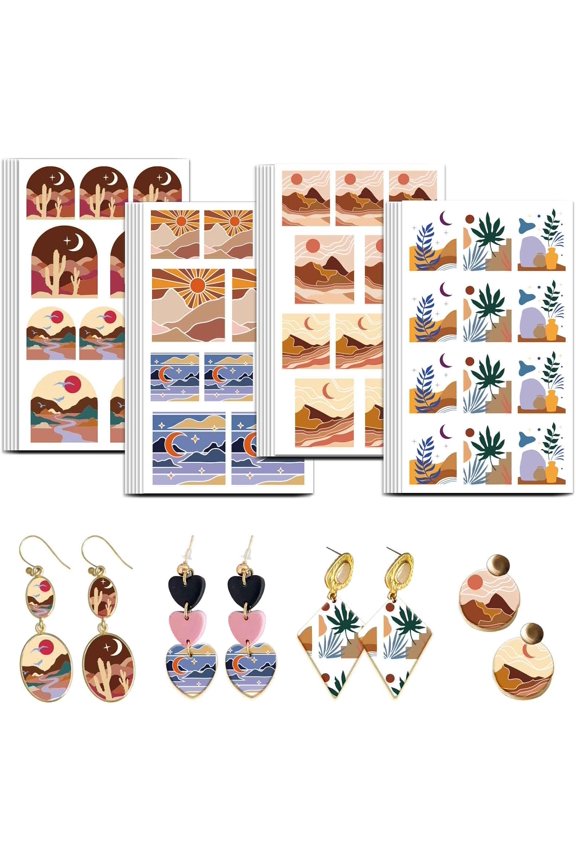 Landscape Transfer Paper 4 Design 24Pcs Scenery Polymer Clay Transfers Sheets Natural Scenery Transfer Paper Small Transfers Papers for Clay Earrings Jewelry Making