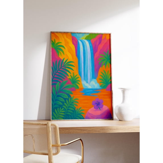 Waterfall Only Landscape Tropical Waterfall Featuring Vibrant Jungle And Exotic ...