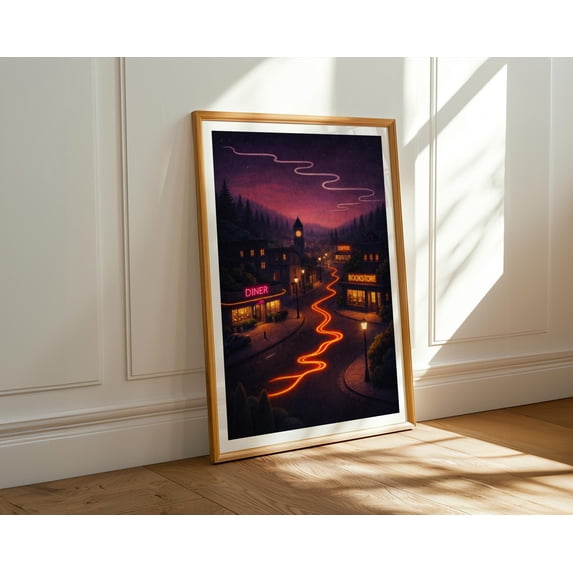 Landscape Twilight Town Art Surreal Night Dark Aesthetic Retro Neon Gas ...