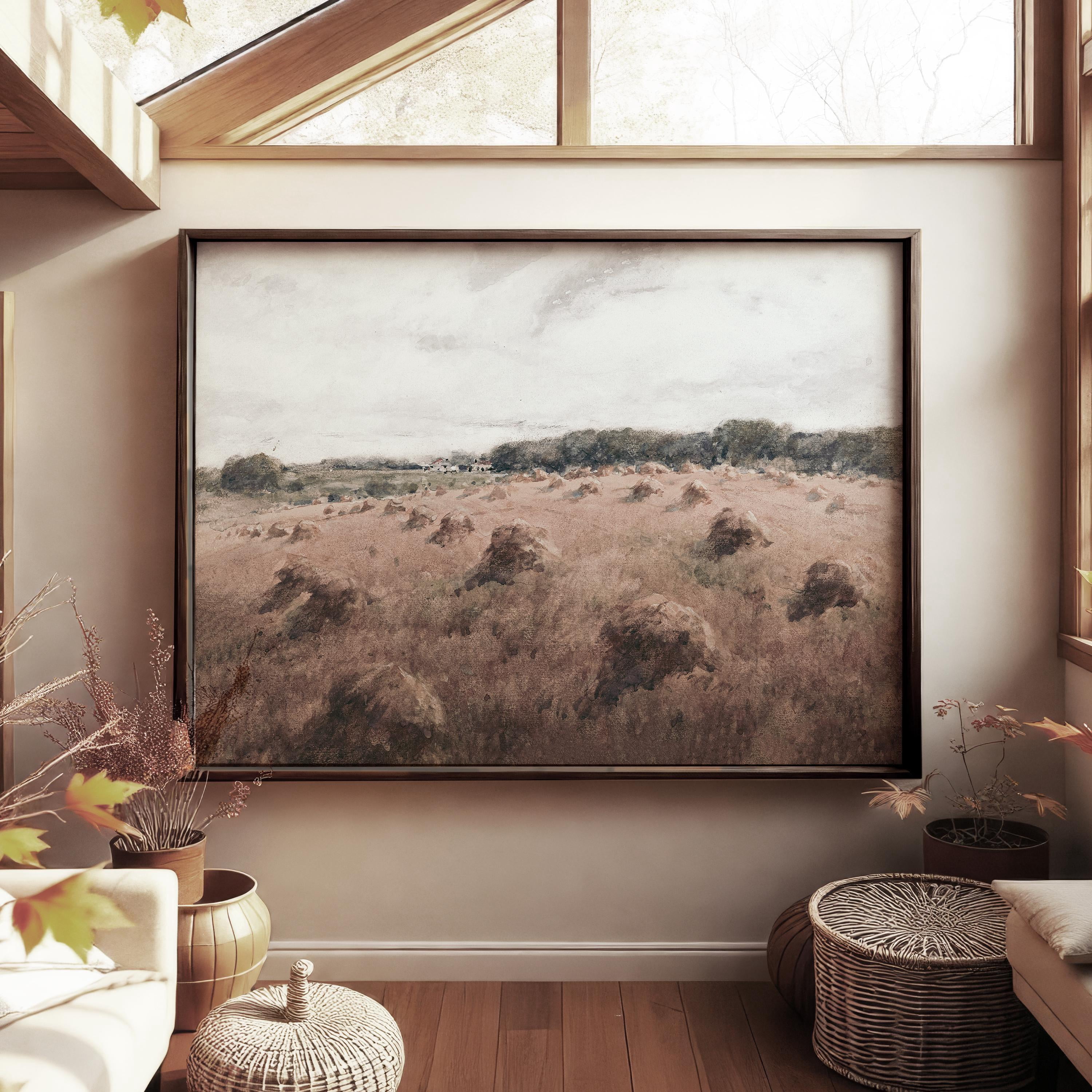Landscape Vintage Autumn Wm Henry Holmes Hay Field Poster , Poster ...