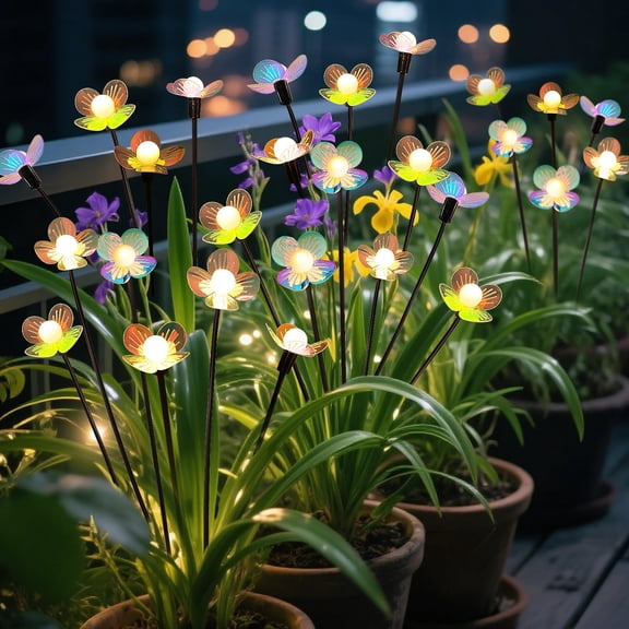 Landscape & Walkway Lights 2 Pack Colorful-Flower Firefly Outdoor Decoration