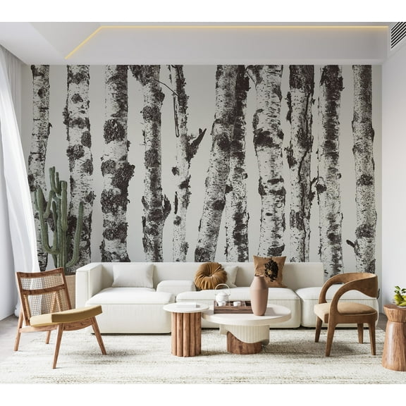 Landscape Wallpaper Wall Mural - Group of Birches