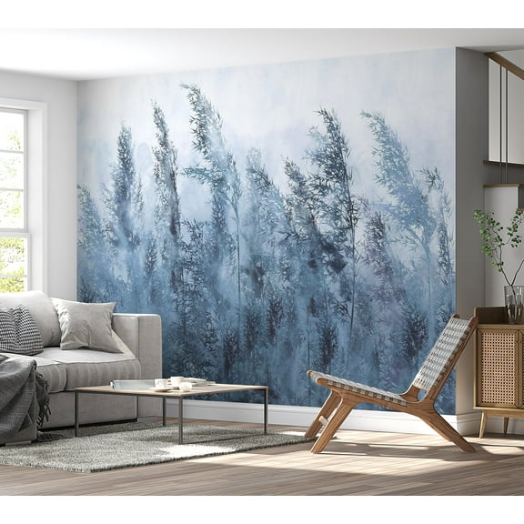 Landscape Wallpaper Wall Mural - Tall Grasses Grey