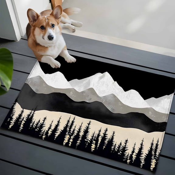 Landscape Washable Area Rug 2x3 Mountain Nature Scenery Forest Low-Profile Area Rugs with Non Slip Backing Indoor Floor Carpet for Entrance Living Room Bedroom Home Office