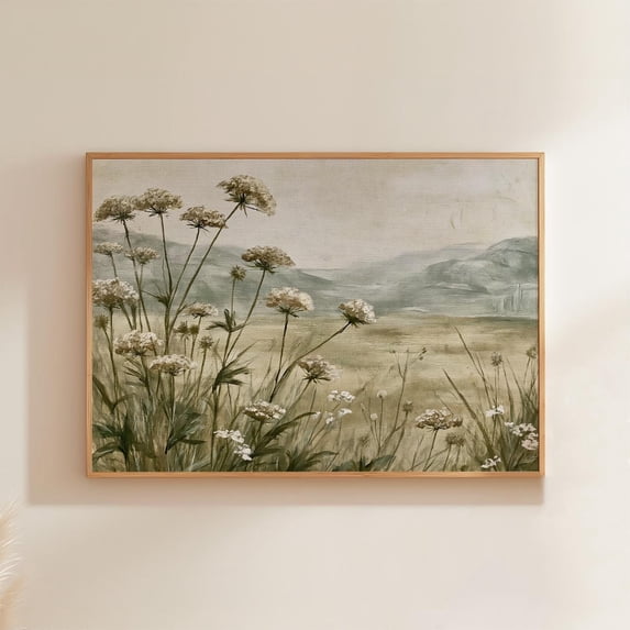 Botinical Ard Landscape Wildflower Neutral Meadow Paper Botanical Art Poster , Poster ...