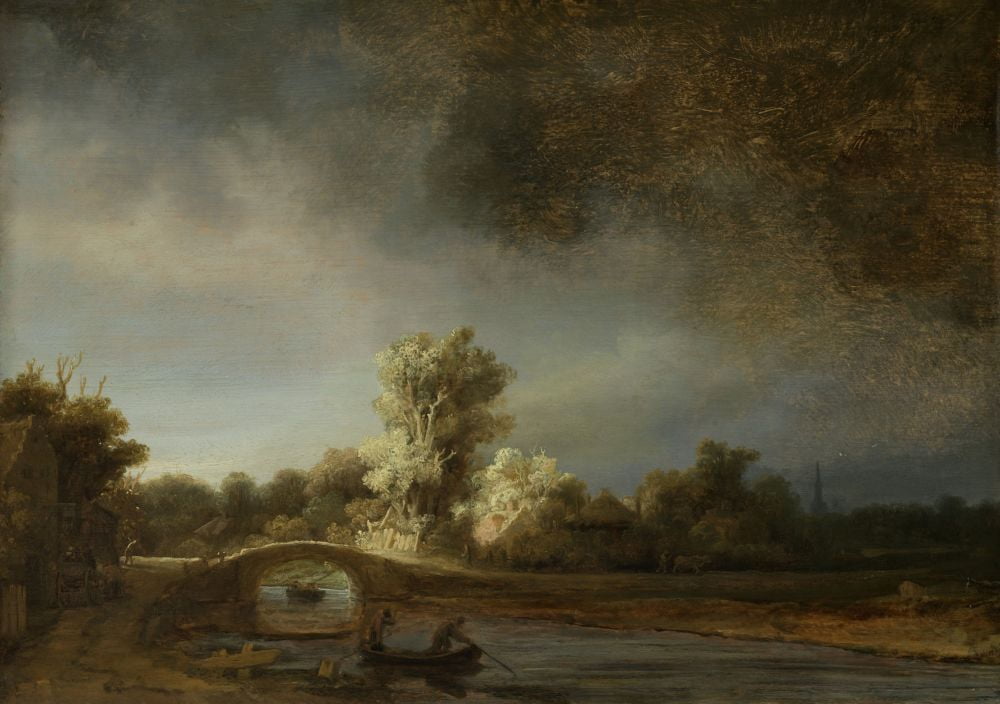 Landscape With A Stone Bridge Canvas Art - (24 x 18)