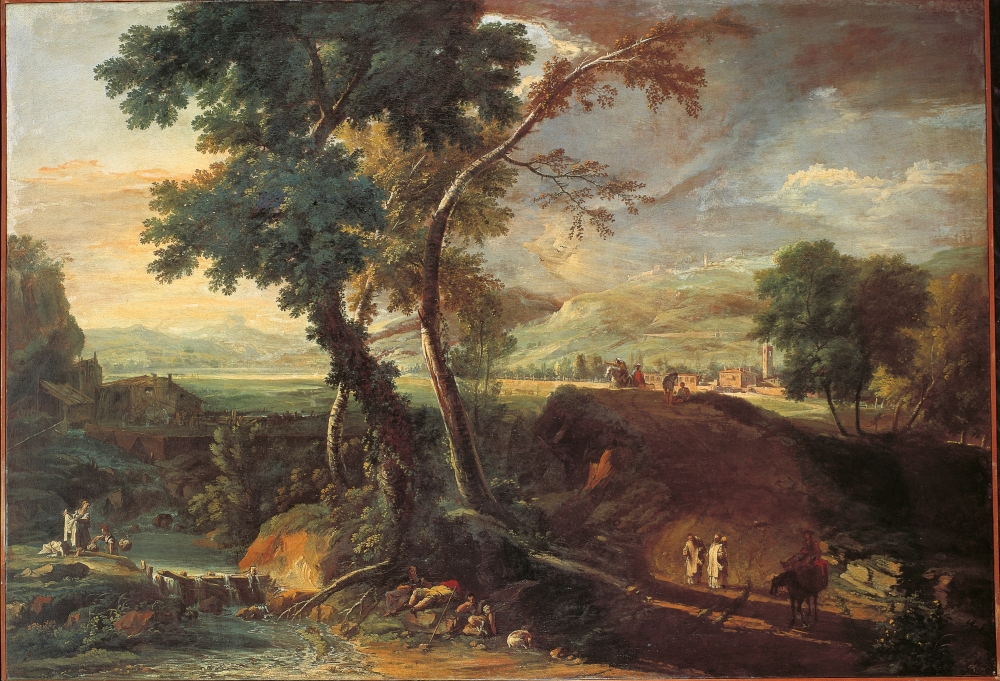 Landscape With A Torrent And Monks Canvas Art - (36 x 24)