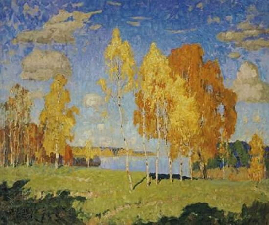 Landscape With Birch Trees Canvas Art - Konstantin Ivanovich Gorbatov (20 x 24)