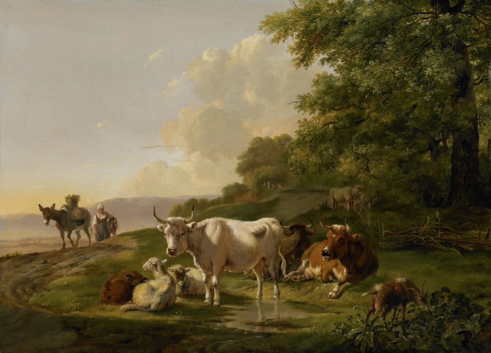 Landscape With Cattle Canvas Art - (24 x 18)