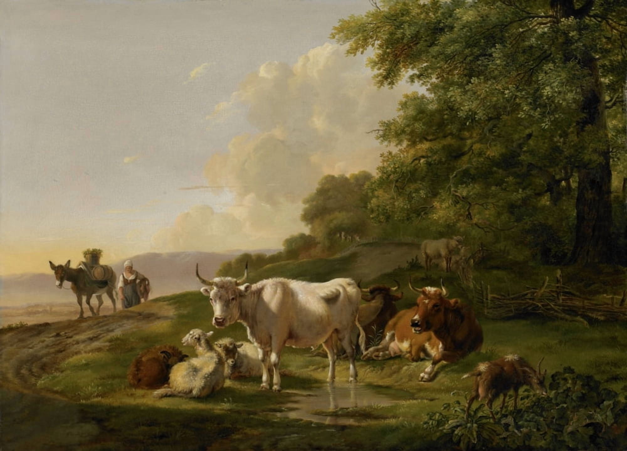 Landscape With Cattle Canvas Art - (36 x 24)