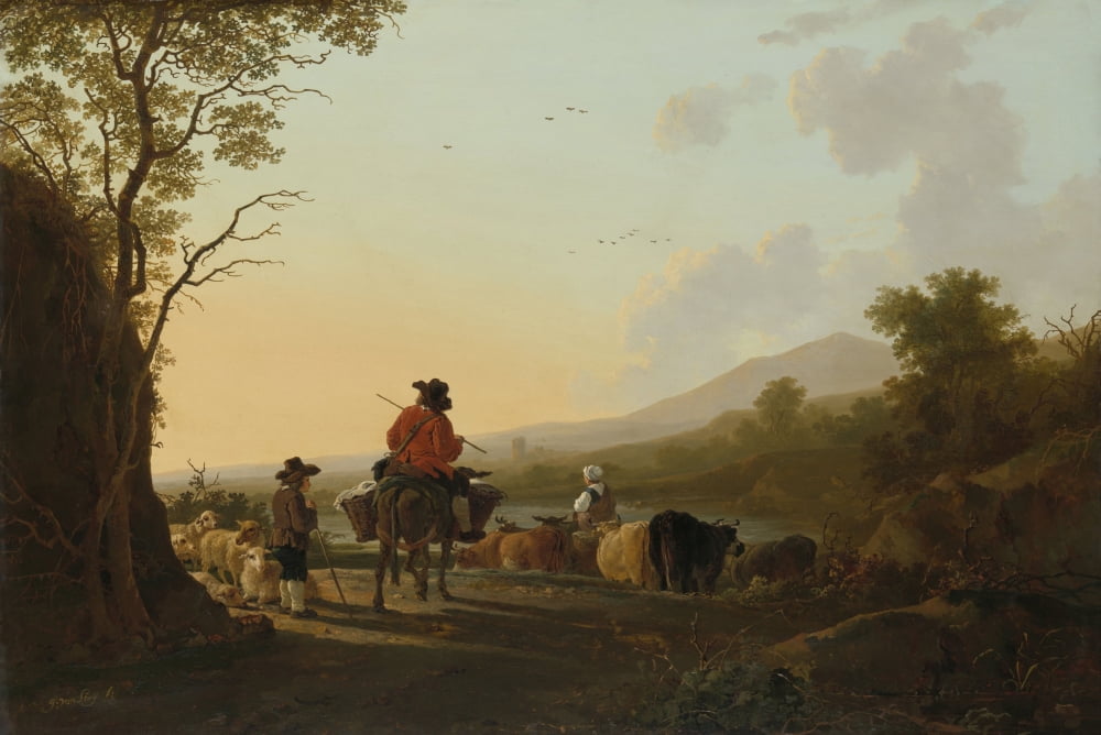 Landscape With Cattle Driver And Shepherd Canvas Art - (24 x 18)
