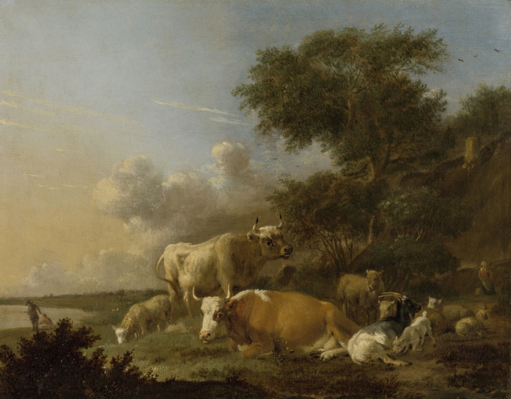Landscape With Cows Canvas Art - (24 x 18)
