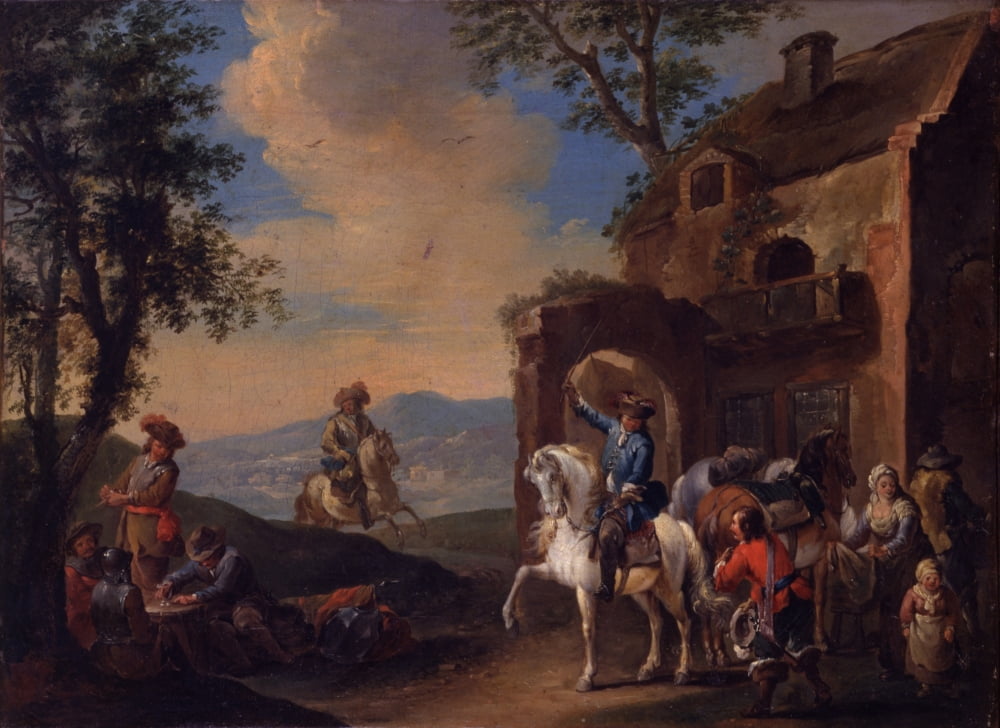 Landscape With Resting Soldiers Canvas Art - (24 x 18)