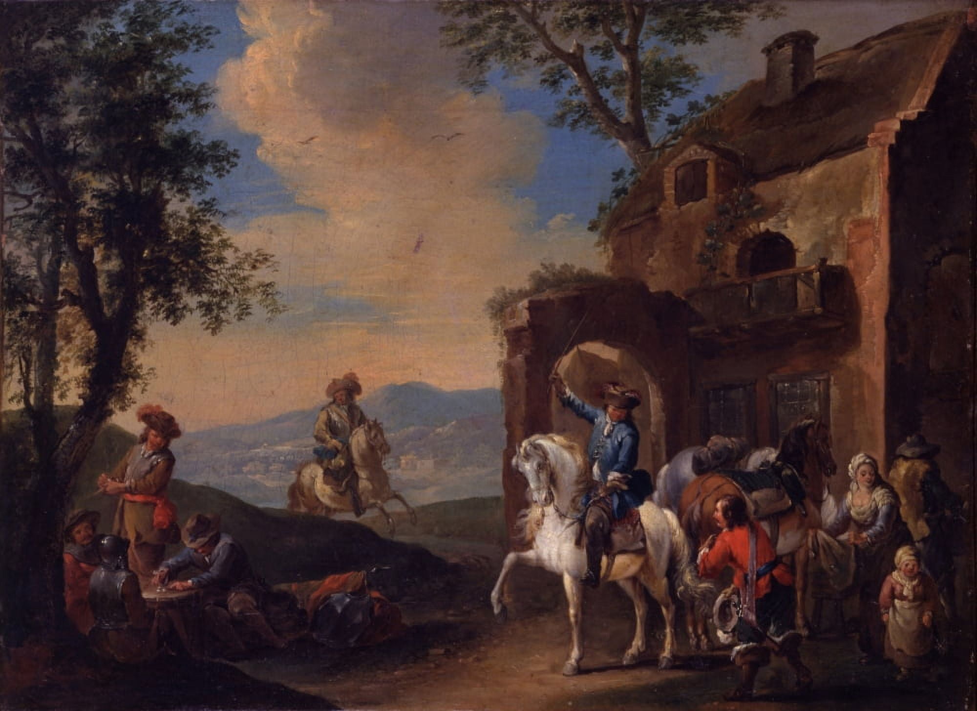 Landscape With Resting Soldiers Canvas Art - (36 x 24)