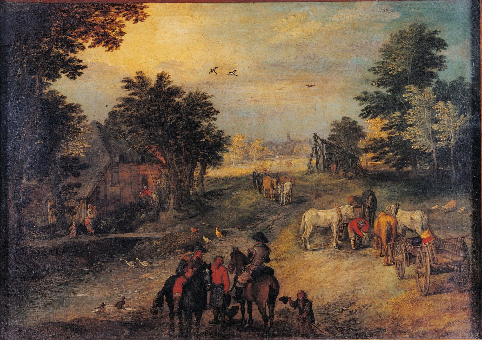 Landscape With Riders And Wagons Canvas Art - (24 x 18)