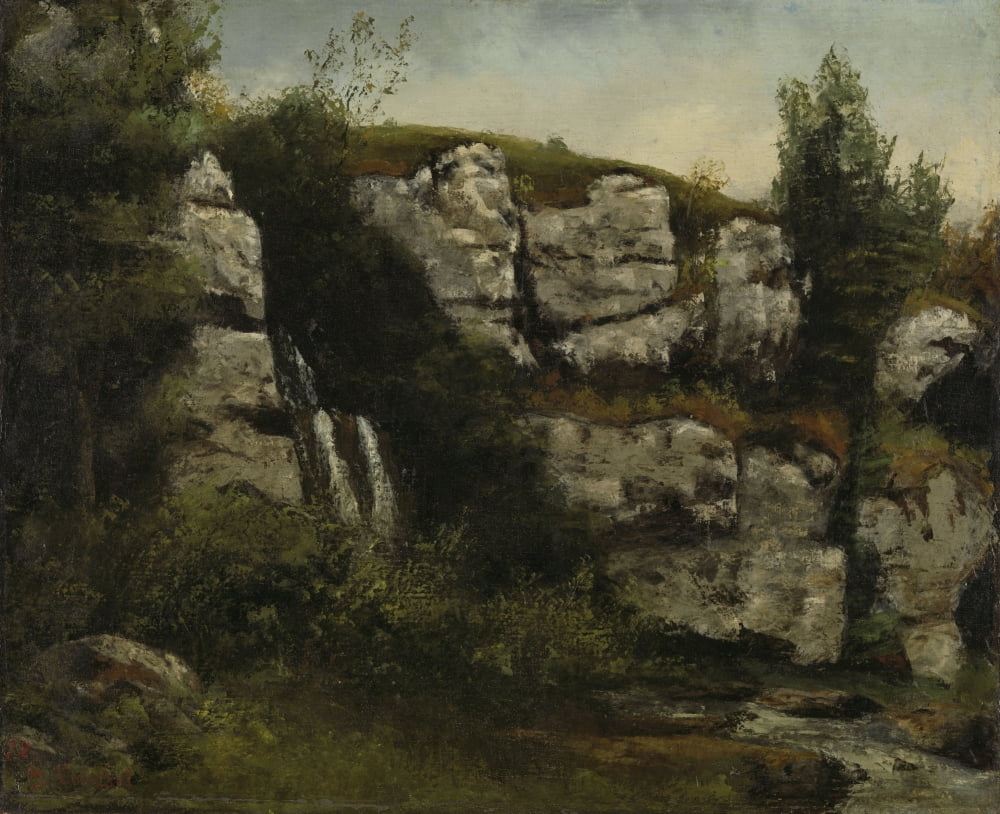 Landscape With Rocky Cliffs And A Waterfall Canvas Art -  (36 x 24)