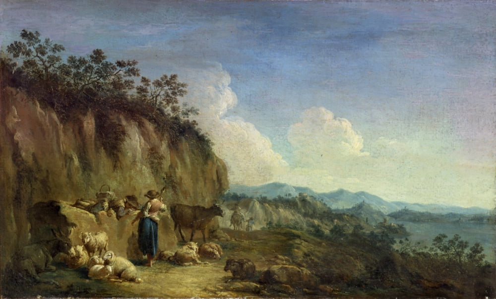 Landscape With Shepards And Animals Canvas Art - (24 x 18)