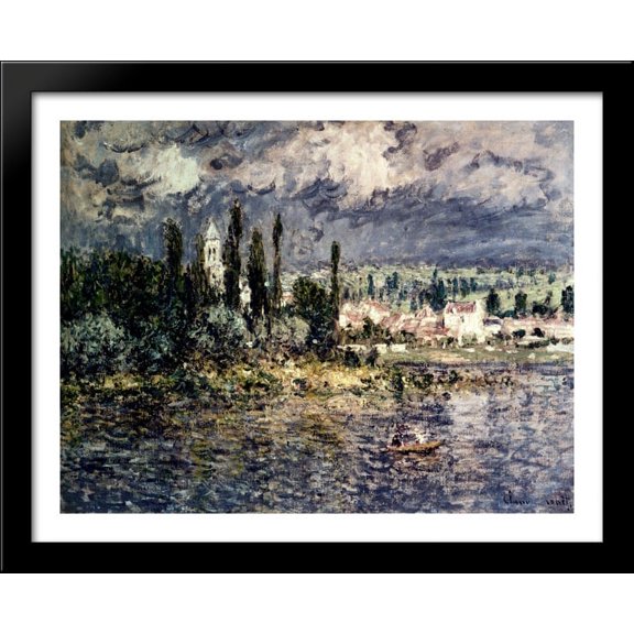 Landscape With Thunderstorm 36x28 Large Black Wood Framed Print Art by Claude Monet