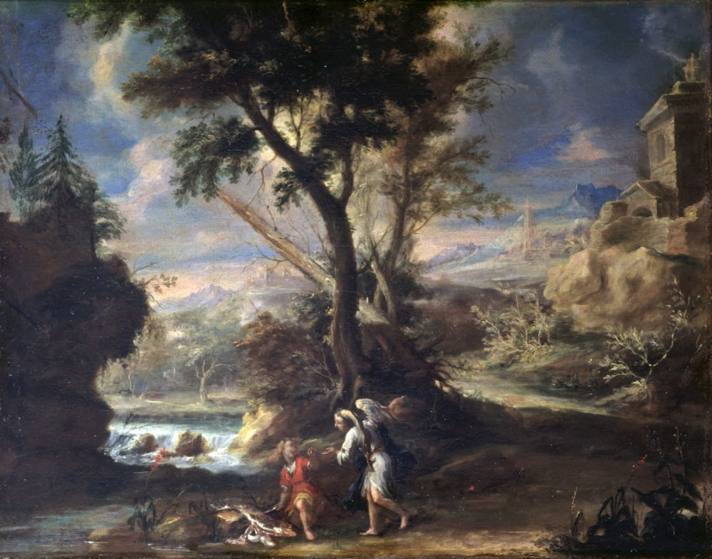 Landscape With Tobias And The Angel Canvas Art - (36 x 24)