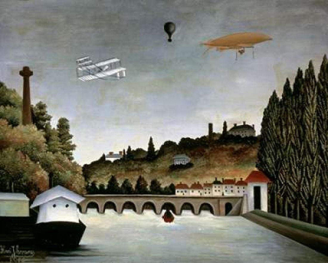 Landscape With Zeppelin Canvas Art - Henri Rousseau (24 x 30)
