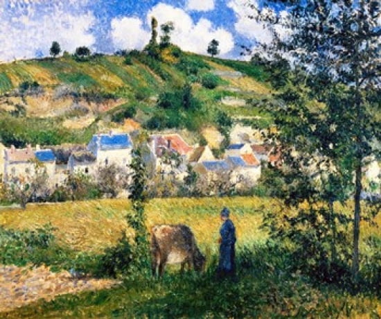 Landscape at Chaponval 1880 Canvas Art - Camille Pissarro (31 x 26)