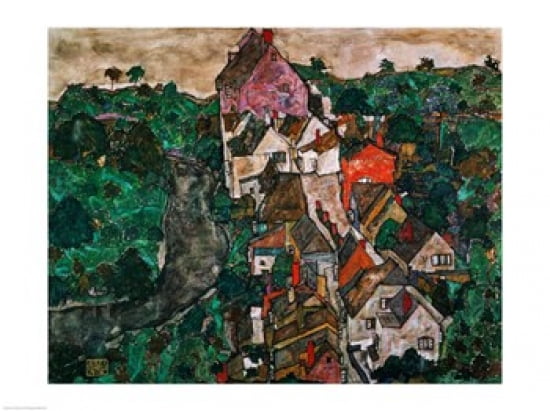 Landscape at Krumau Canvas Art - Egon Schiele (24 x 18)