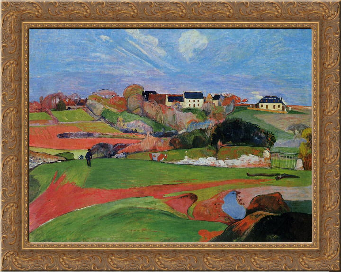 Landscape at Le Pouldu 24x20 Gold Ornate Wood Framed Canvas Art by Paul Gauguin
