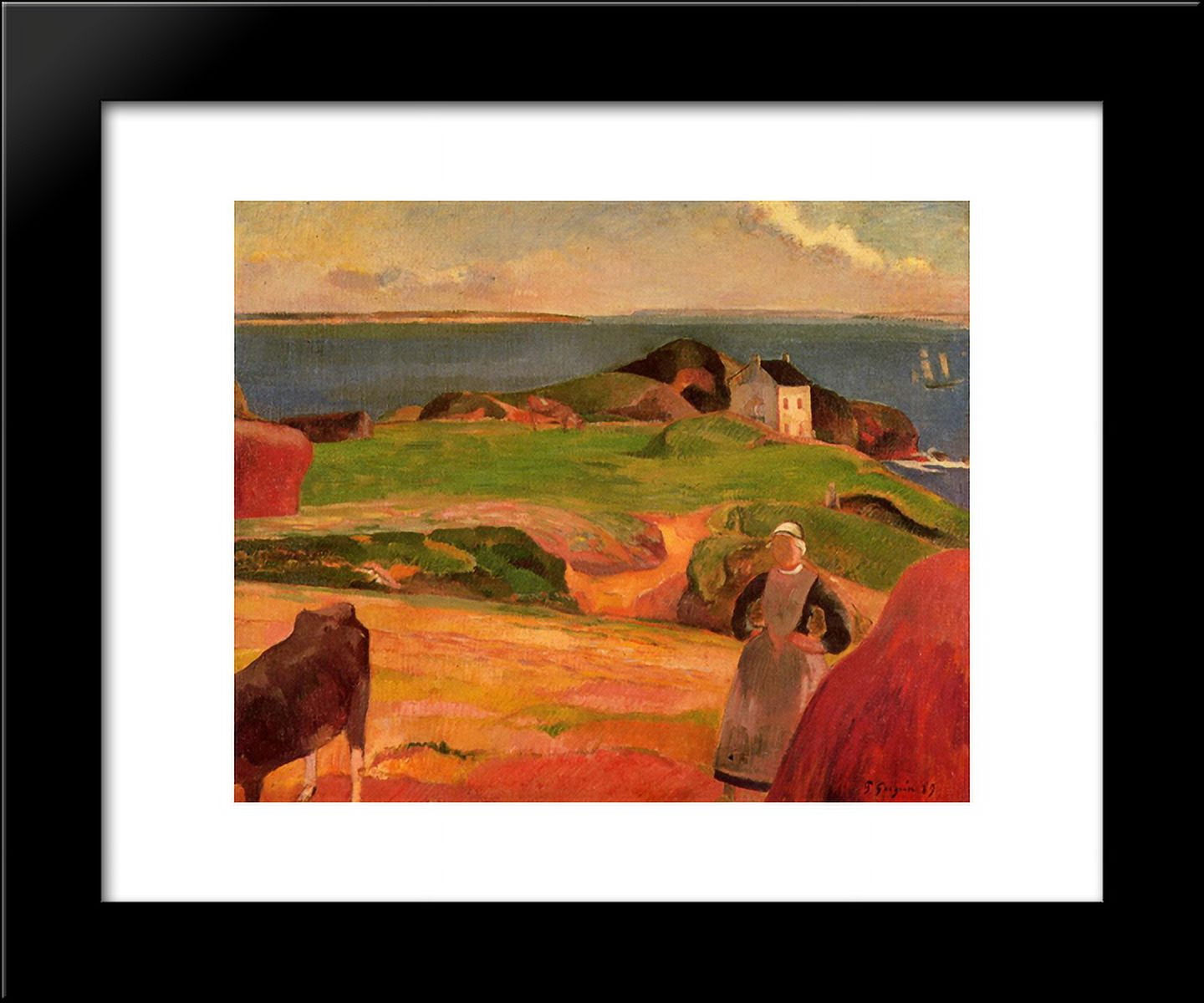 Landscape at Le Pouldu, the isolated house 20x24 Framed Art Print by Paul Gauguin