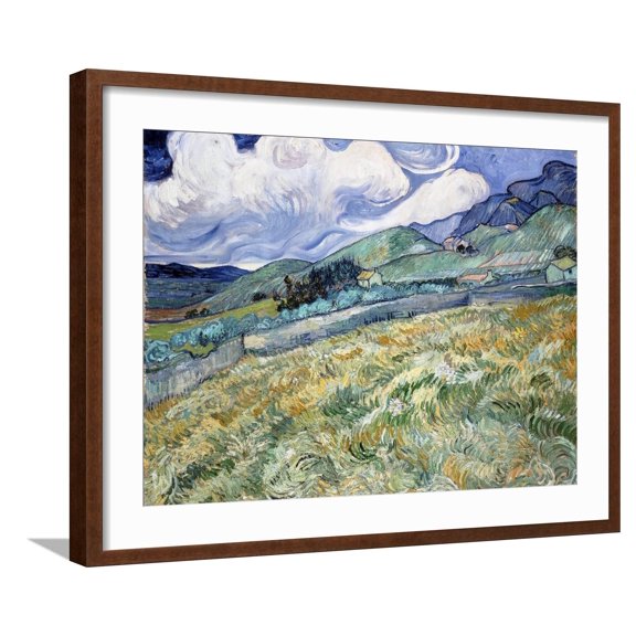 Art.com Landscape from Saint-Rémy Giclee Print by Vincent van Gogh, Brown Frame Wall Art, 29" x 23"