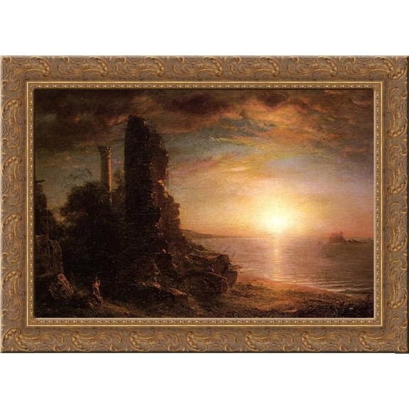 Landscape in Greece 24x19 Gold Ornate Wood Framed Canvas Art by Church, Frederic Edwin