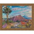 thumbnail image 1 of Landscape in New Mexico 36x28 Large Gold Ornate Wood Framed Canvas Art by David Burliuk, 1 of 2