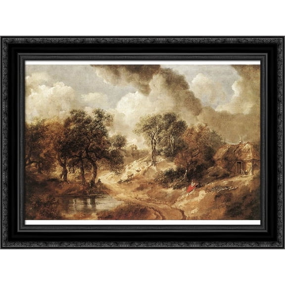Landscape in Suffolk 24x18 Black Ornate Wood Framed Canvas Art by Gainsborough, Thomas