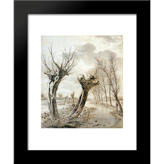 Landscape in winter 20x24 Framed Art Print by Jacob van Strij