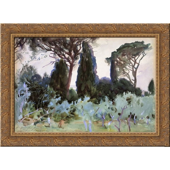 Landscape near Florence 24x19 Gold Ornate Wood Framed Canvas Art by Sargent, John Singer