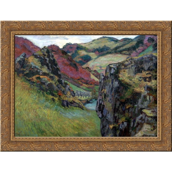 Landscape near Saint-Julien-des-Chazes 24x18 Gold Ornate Wood Framed Canvas Art by Armand Guillaumin