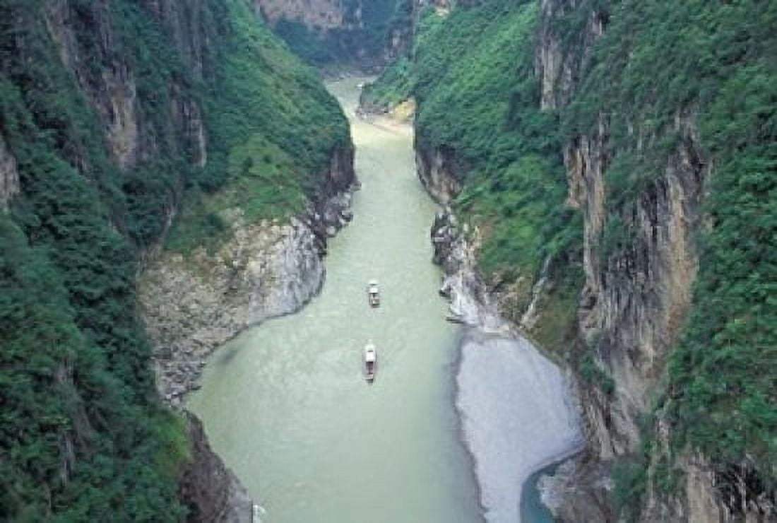 Landscape of Daning River through Steep Mountains Lesser Three Gorges China Canvas Art - Keren Su DanitaDelimont (24 x 15)