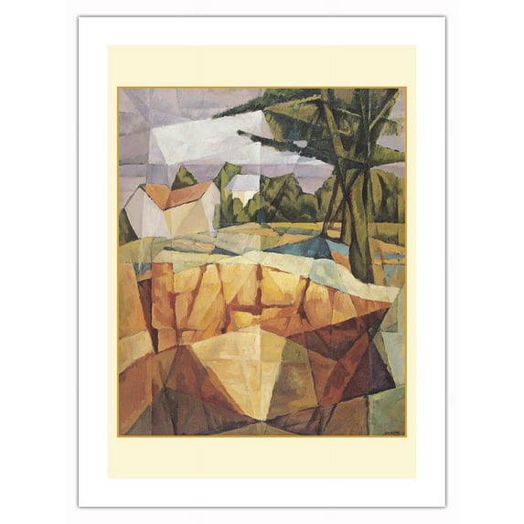Landscape of Fontenay (Paisaje de Fontenay) - From an Original Color Painting by Diego Rivera c.1917 - Fine Art Matte Paper Print (Unframed) 18x24in