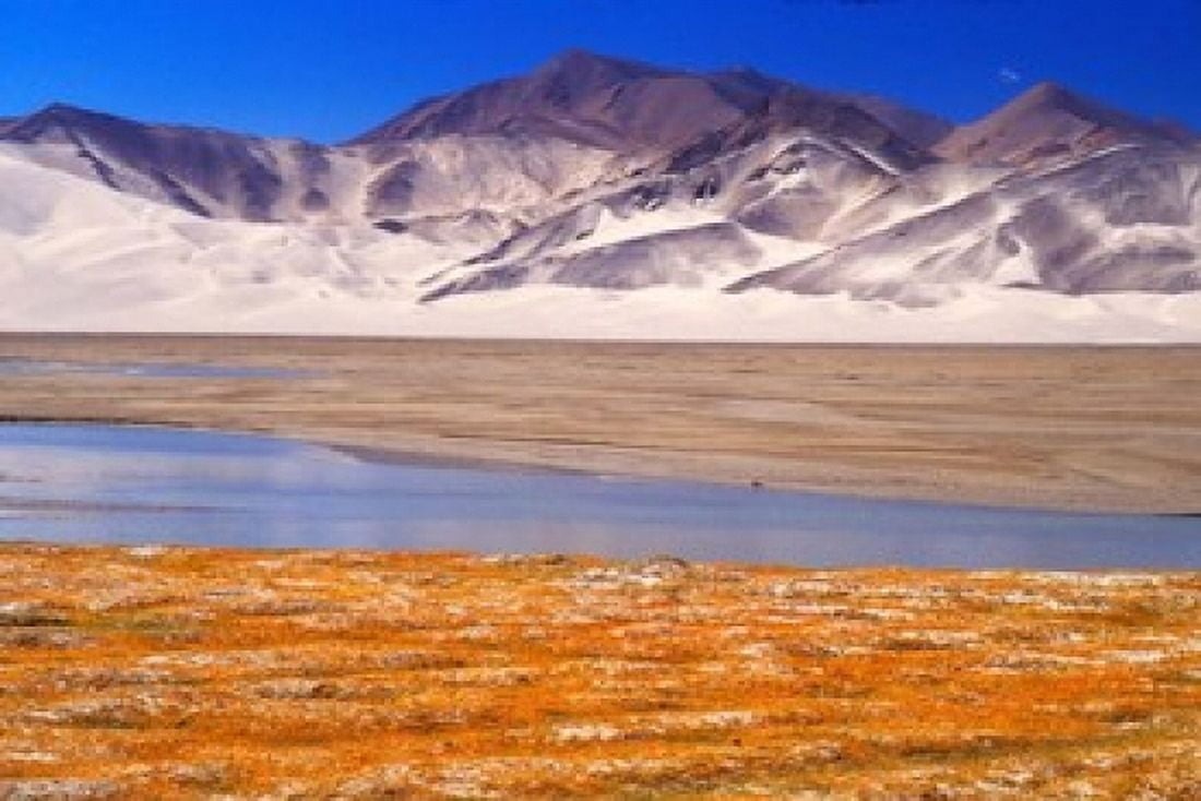 Landscape of Mt Kunlun and Karakuli Lake Silk Road China Canvas Art - Keren Su DanitaDelimont (36 x 24)