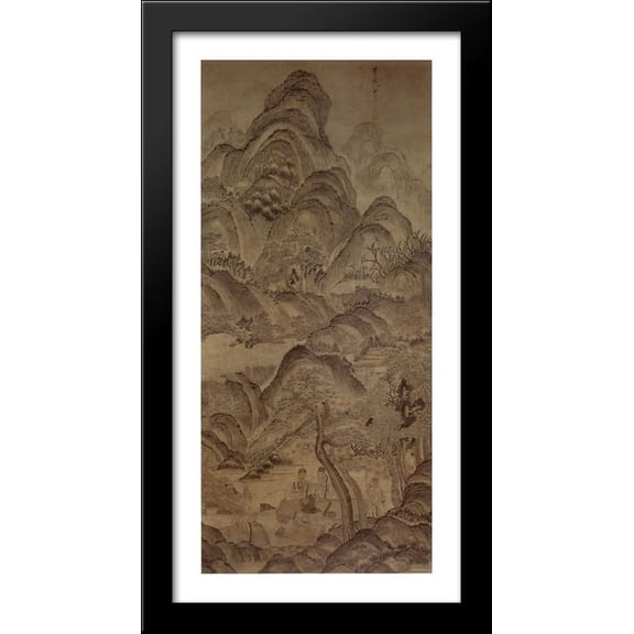 Landscape of Pine Valley 20x40 Large Black Wood Framed Print Art by Chen Hongshou