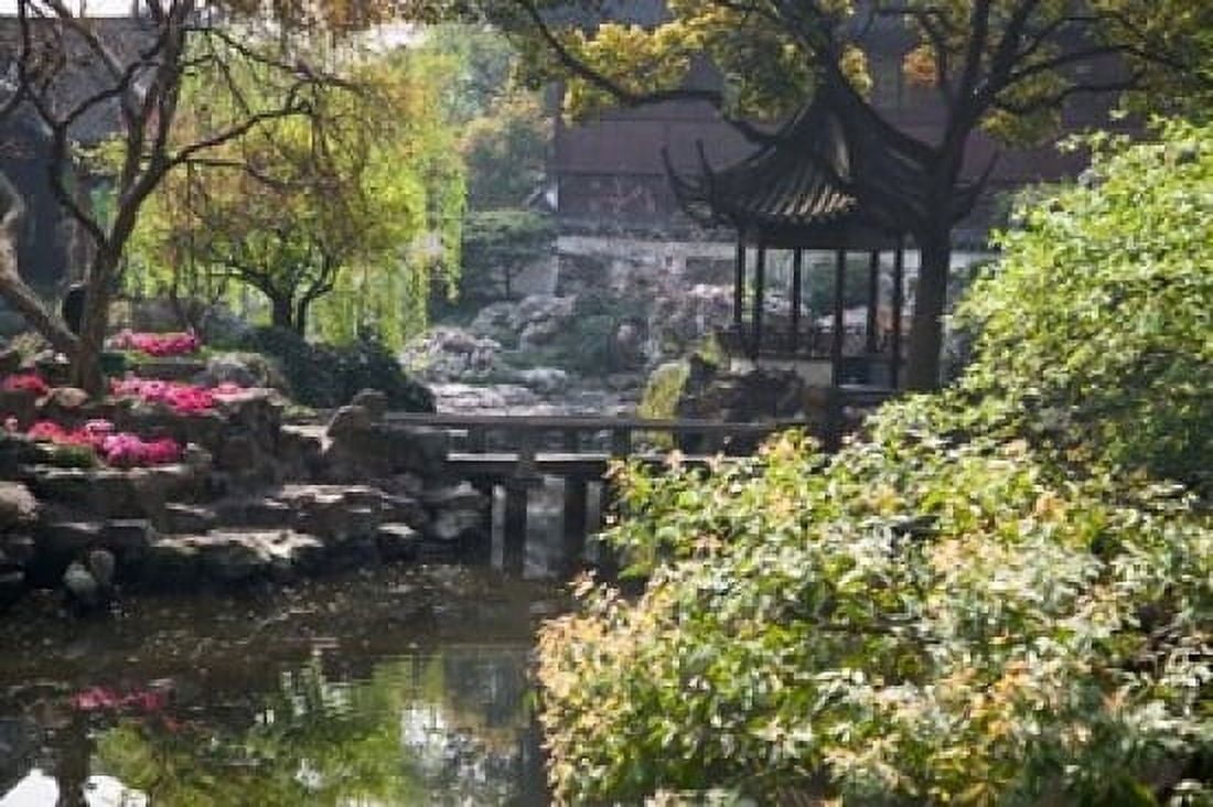 Landscape of Traditional Chinese Garden Shanghai China Canvas Art - Keren Su DanitaDelimont (24 x 15)