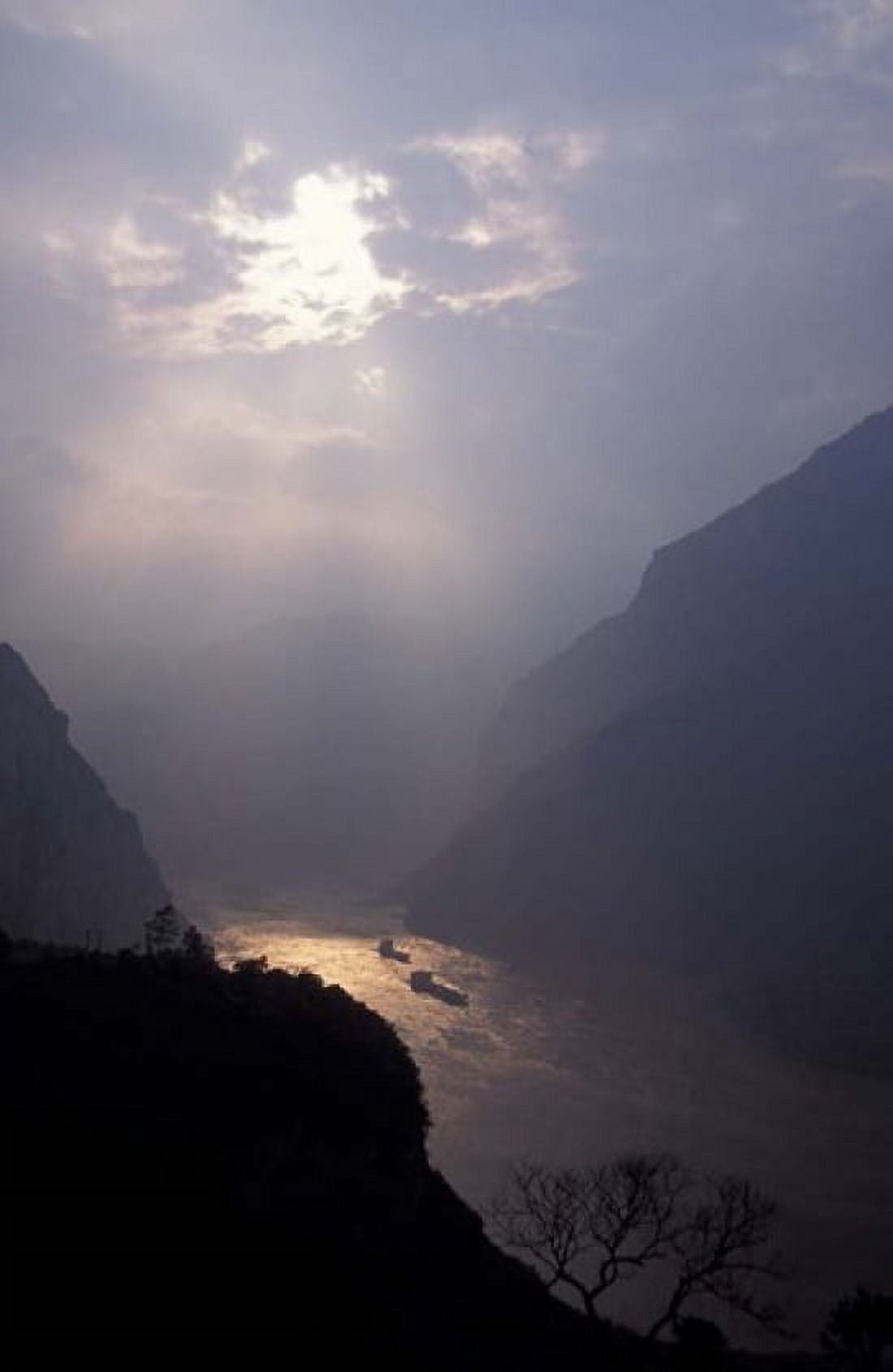 Landscape of Xiling Gorge in Mist Three Gorges Yangtze River China Canvas Art - Keren Su DanitaDelimont (23 x 36)