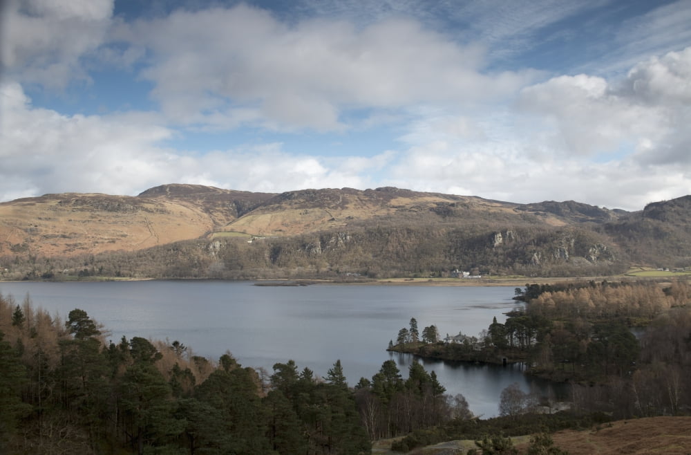 Landscape of lake and hills Cumbria England Canvas Art - John Short Design Pics (38 x 24)