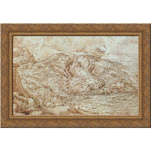Landscape of the Alps 24x18 Gold Ornate Wood Framed Canvas Art by Pieter Bruegel the Elder