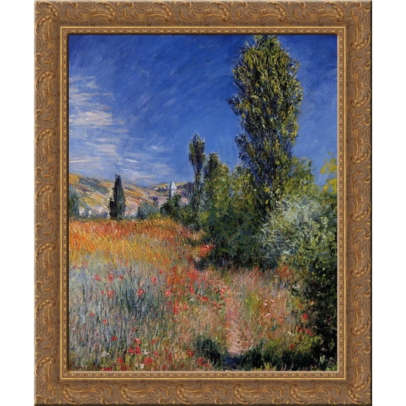 Landscape on the Ile Saint Martin 20x24 Gold Ornate Wood Framed Canvas Art by Monet, Claude