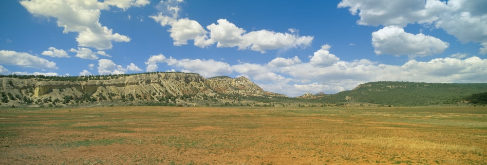 Landscape panorama and clouds Route 84 northern New Mexico Canvas Art - Panoramic Images (27 x 9)