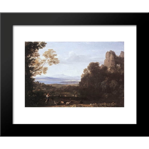 Landscape with Apollo and Mercury 20x24 Framed Art Print by Claude Lorrain