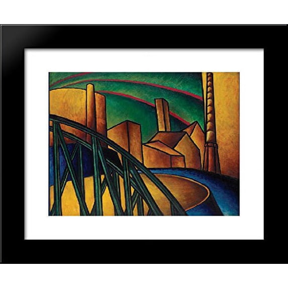 Landscape with Bridge at buda Hajgyr 20x24 Framed Art Print by Moholy-Nagy, Laszlo