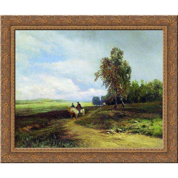 Landscape with Clouds 24x20 Gold Ornate Wood Framed Canvas Art by Fyodor Vasilyev