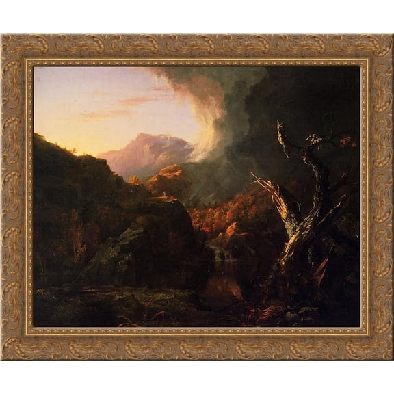 Landscape with Dead Tree 24x20 Gold Ornate Wood Framed Canvas Art by Thomas Cole