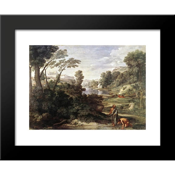 Landscape with Diogenes 20x24 Framed Art Print by Poussin, Nicolas